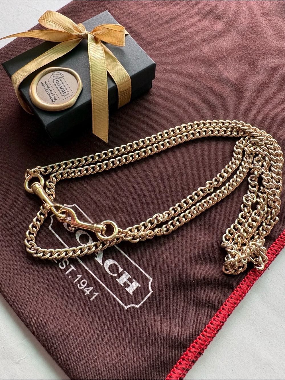 NEW Coach 48” Chunky Brass Tone Metal Chain Crossbody Replacement Strap